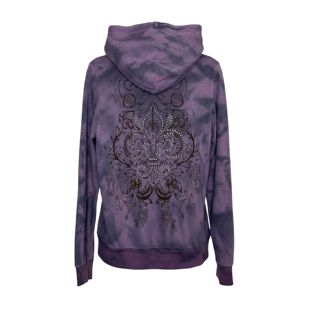 T Party Jacket Low Rise Pants Bundle Set Gothic Rhinestone Tie Dye Purple Gray L
